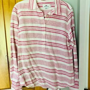 EUC Vineyard Vines linen popover pink stripe sz 10